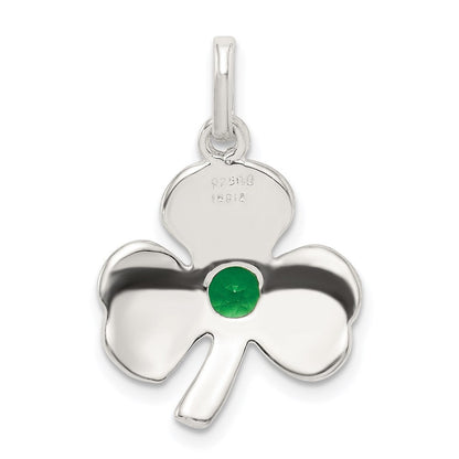 Sterlingsilber Klee mit Grün Glas Charm