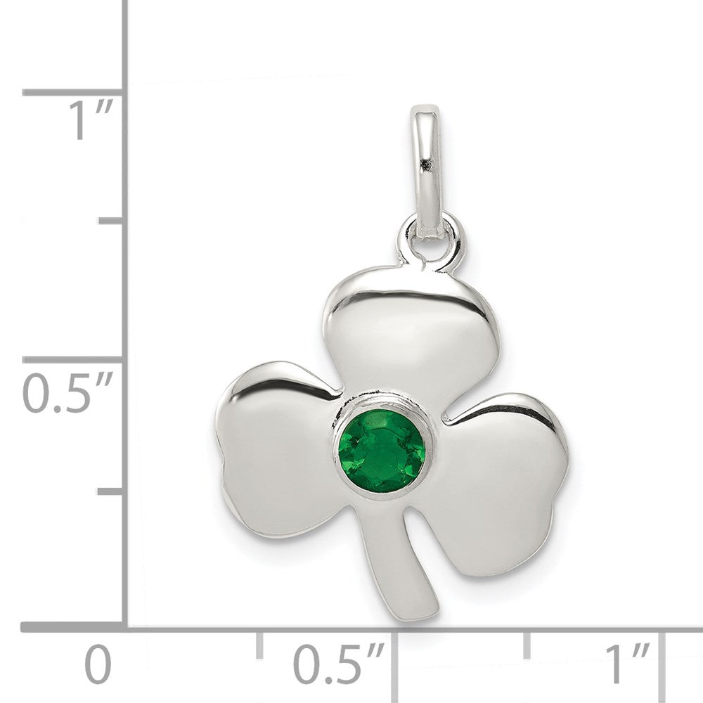 Sterlingsilber Klee mit Grün Glas Charm