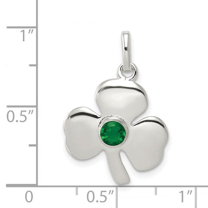 Sterlingsilber Klee mit Grün Glas Charm