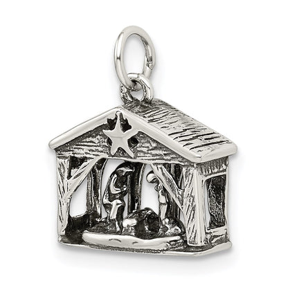 Sterlingsilber Antikisiert Manger Charm