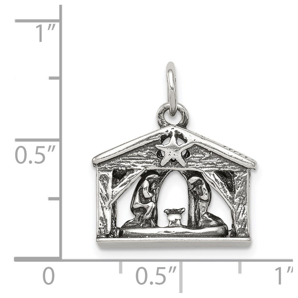 Sterlingsilber Antikisiert Manger Charm