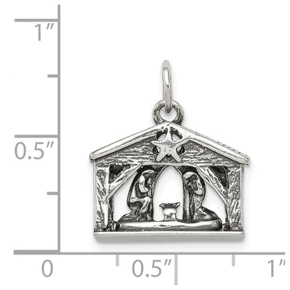 Sterlingsilber Antikisiert Manger Charm