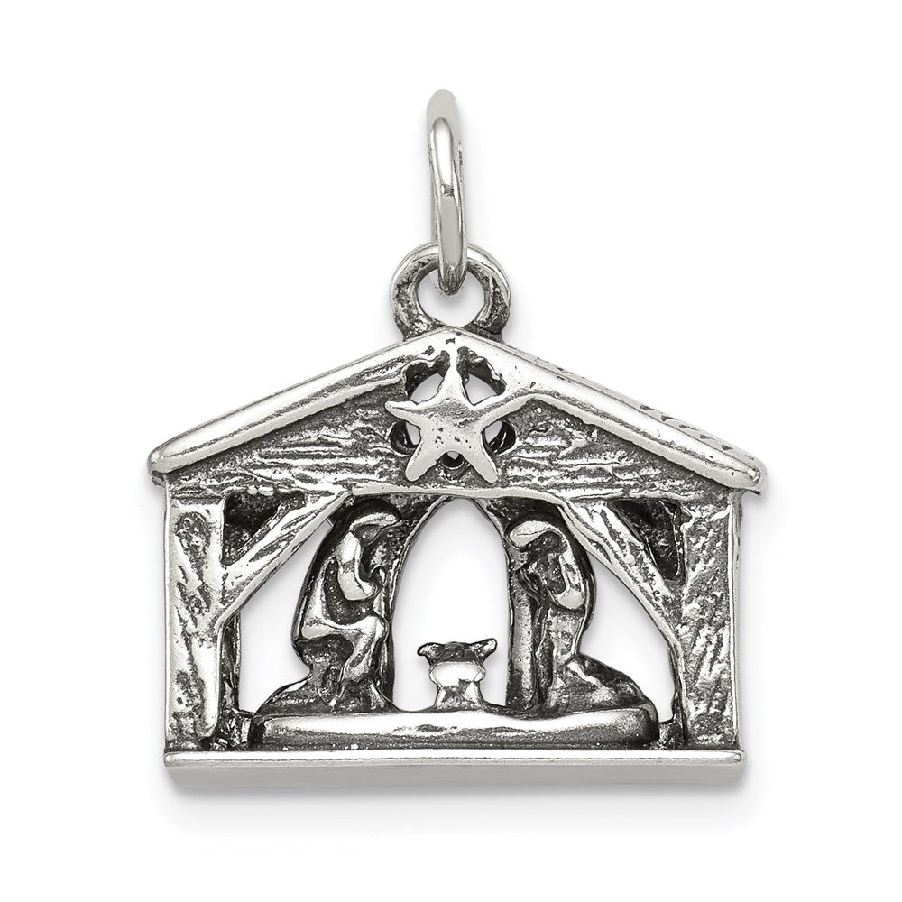 Sterlingsilber Antikisiert Manger Charm