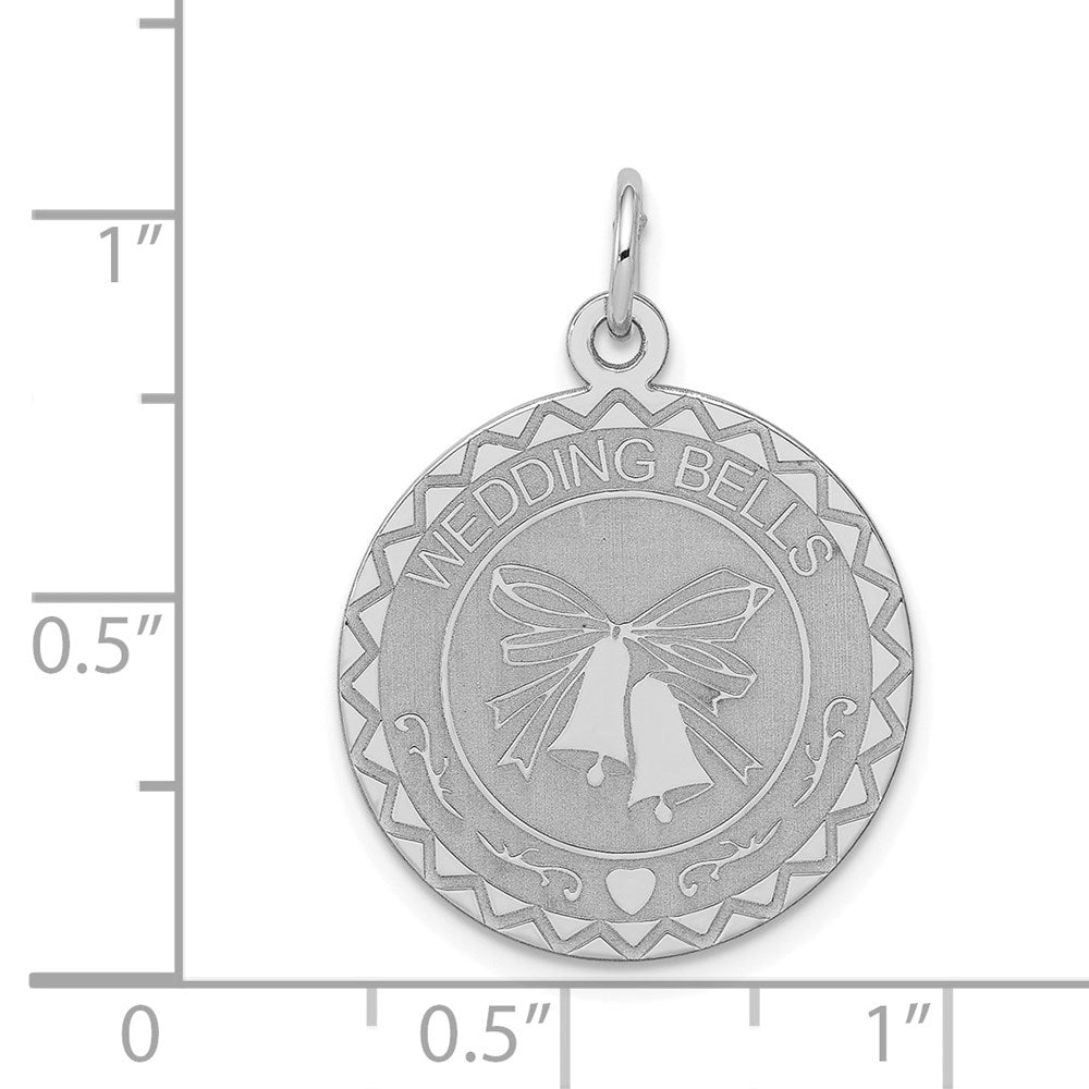 Sterlingsilber Rhodiniert Hochzeit Bells Plättchen Charm
