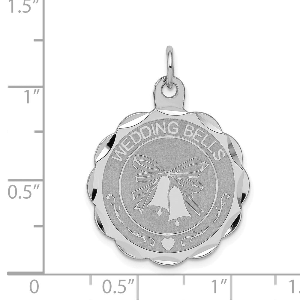 Sterlingsilber Rhodiniert Hochzeit Bells Plättchen Charm