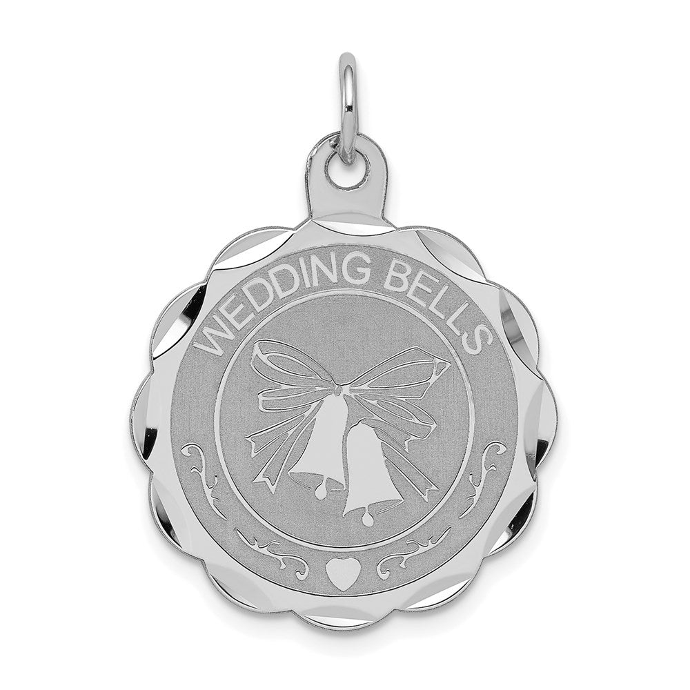 Sterlingsilber Rhodiniert Hochzeit Bells Plättchen Charm