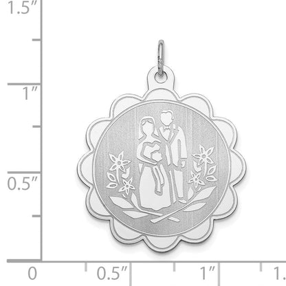 Sterlingsilber Rhodiniert Braut & Bräutigam Plättchen Charm