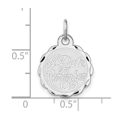 Sterlingsilber Rhodiniert A Date To Remember Plättchen Charm