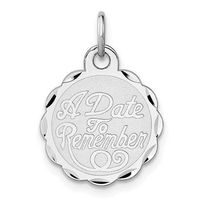 Sterlingsilber Rhodiniert A Date To Remember Plättchen Charm