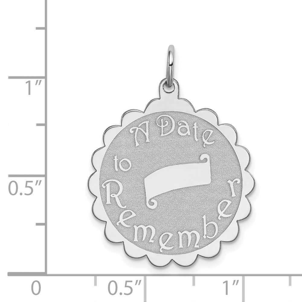 Sterlingsilber Rhodiniert A Date To Remember Plättchen Charm