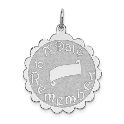 Sterlingsilber Rhodiniert A Date To Remember Plättchen Charm