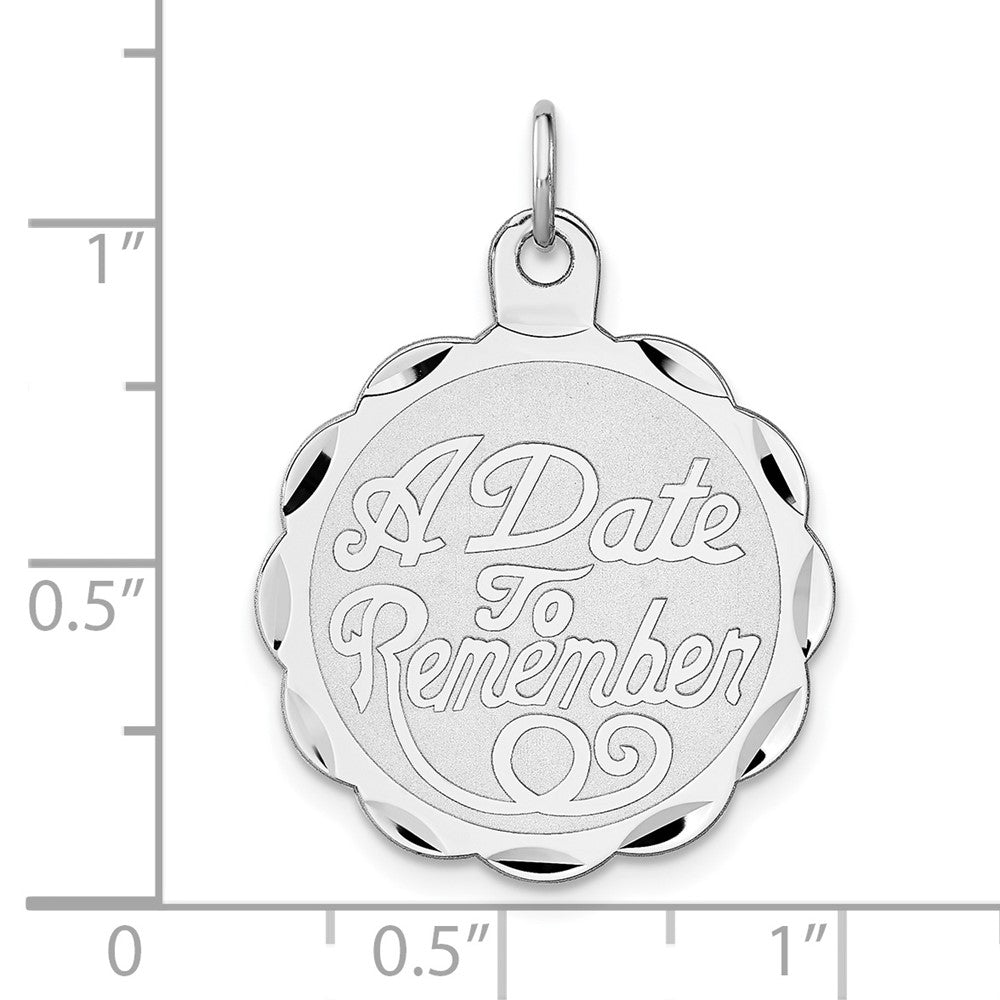 Sterlingsilber Rhodiniert A Date To Remember Plättchen Charm
