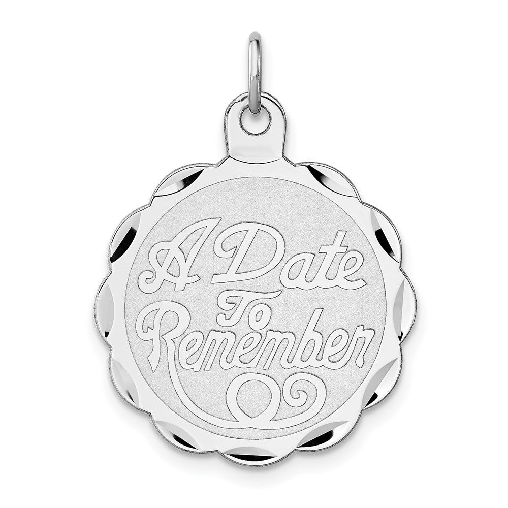Sterlingsilber Rhodiniert A Date To Remember Plättchen Charm