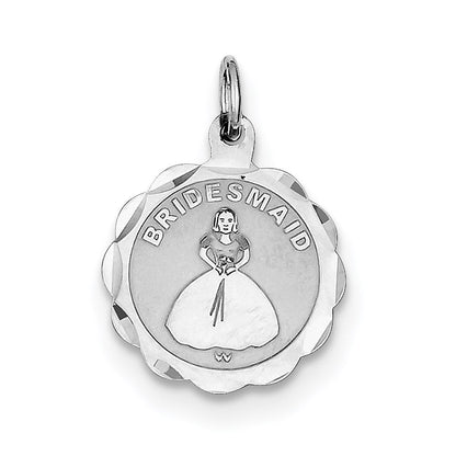 Sterlingsilber Rhodiniert Bridesmaid Plättchen Charm
