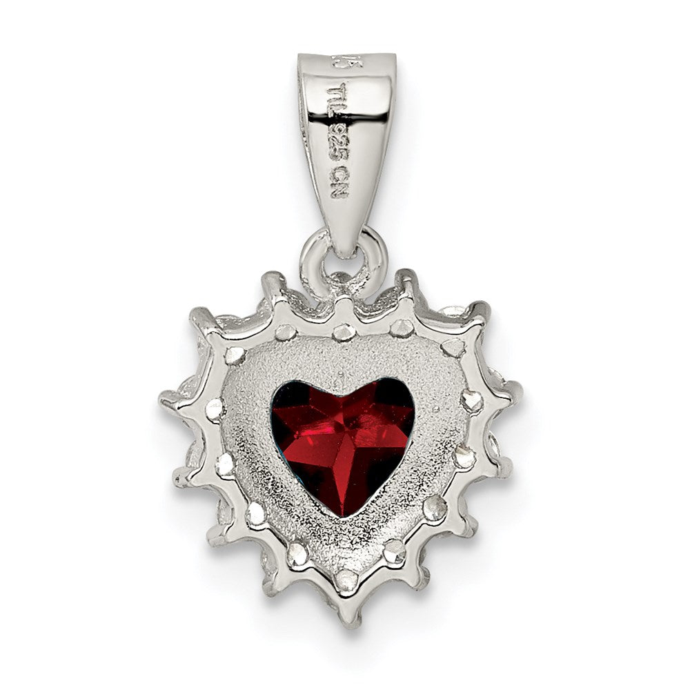 Sterlingsilber Rhodiniert Granat und Zirkonia Anhänger