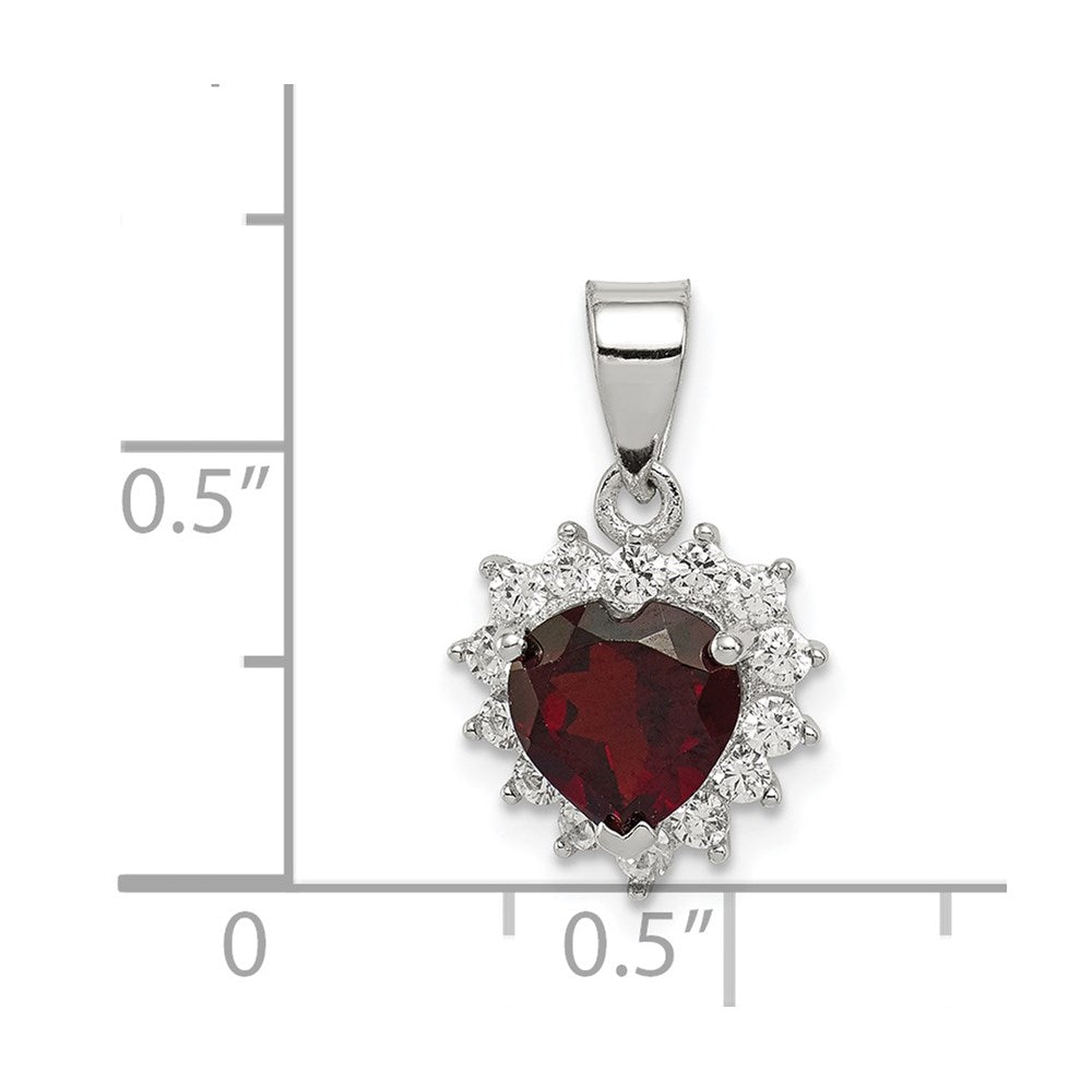 Sterlingsilber Rhodiniert Granat und Zirkonia Anhänger