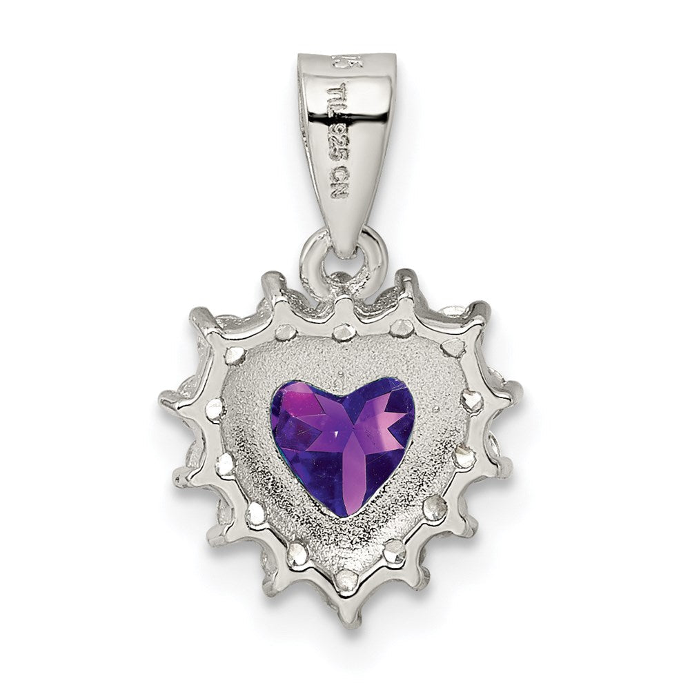 Sterlingsilber Rhodiniert Amethyst und Zirkonia Anhänger