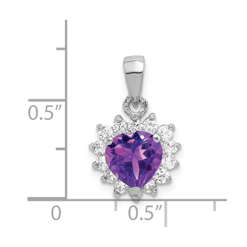 Sterlingsilber Rhodiniert Amethyst und Zirkonia Anhänger