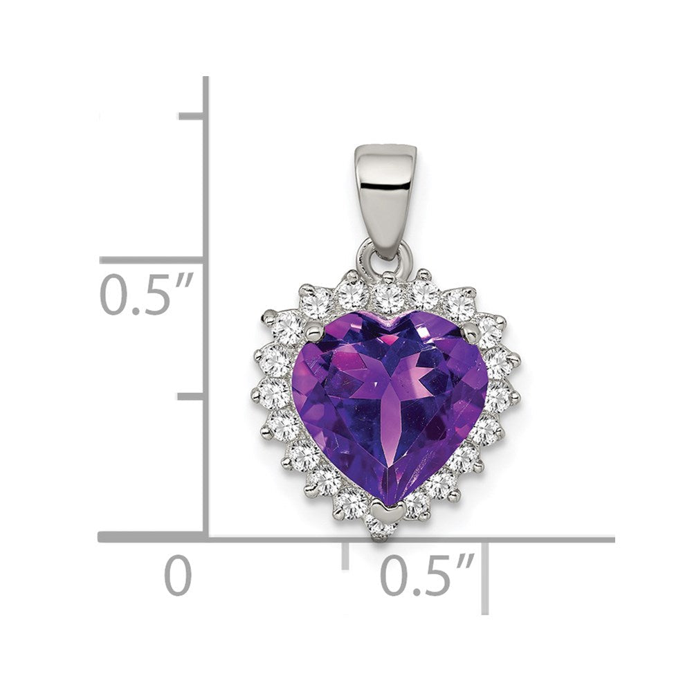 Sterlingsilber Rhodiniert Amethyst und Zirkonia Anhänger