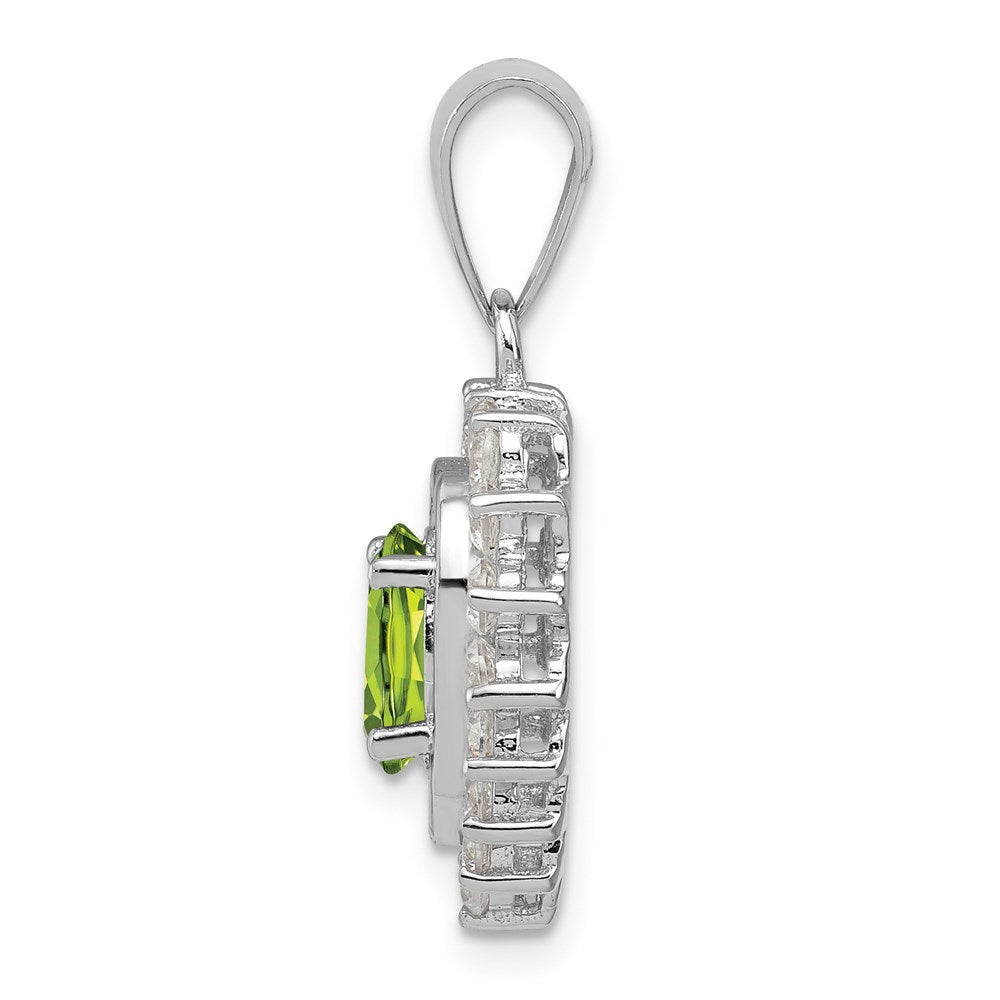 Sterlingsilber Rhodiniert Peridot und Zirkonia Anhänger