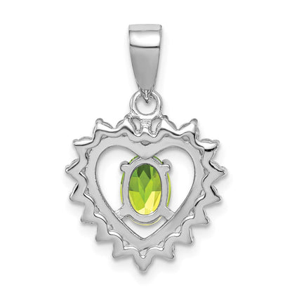 Sterlingsilber Rhodiniert Peridot und Zirkonia Anhänger