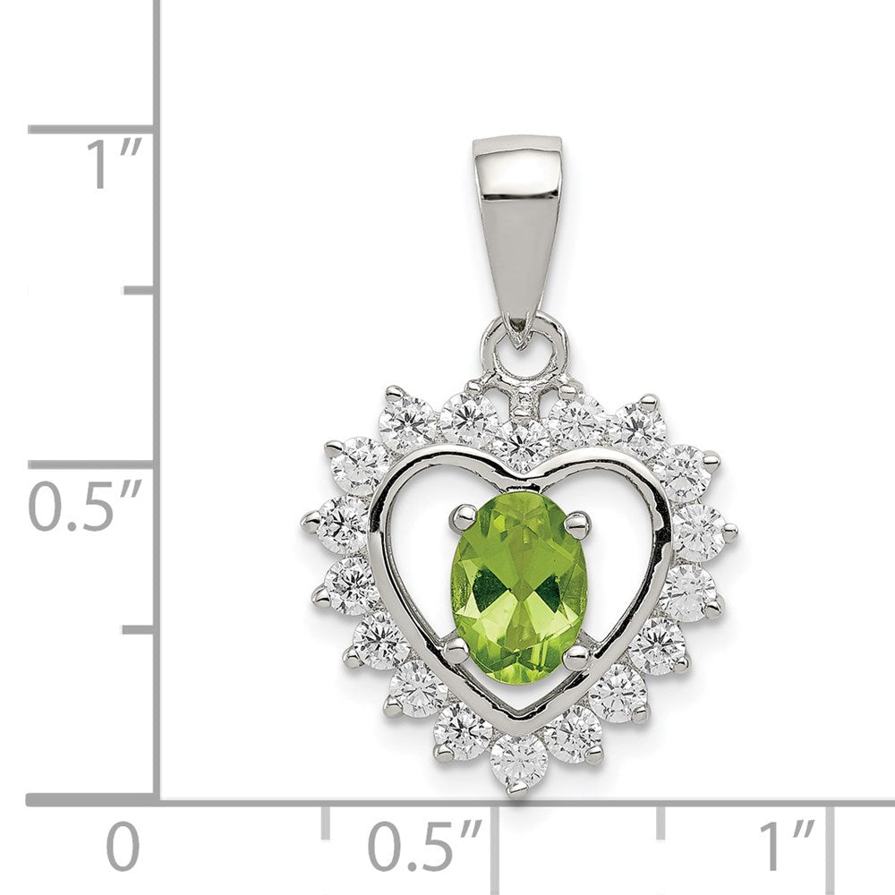 Sterlingsilber Rhodiniert Peridot und Zirkonia Anhänger