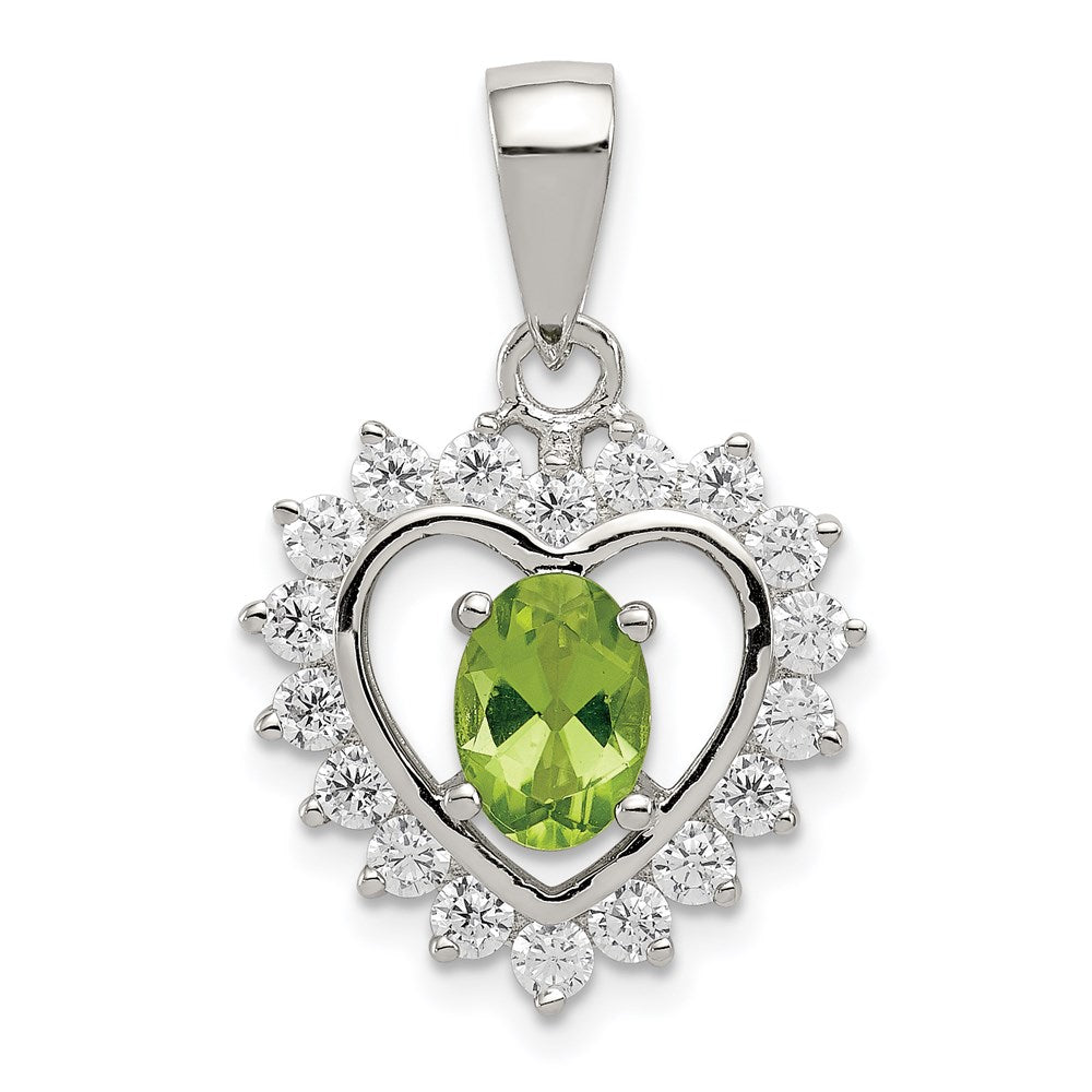 Sterlingsilber Rhodiniert Peridot und Zirkonia Anhänger