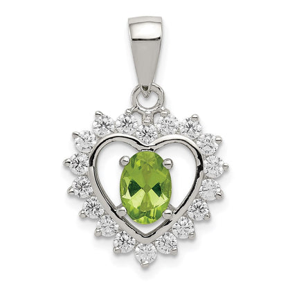 Sterlingsilber Rhodiniert Peridot und Zirkonia Anhänger