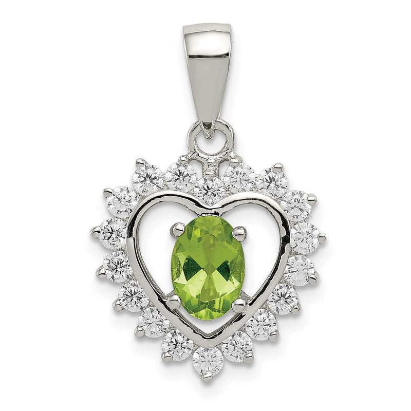 Sterlingsilber Rhodiniert Peridot und Zirkonia Anhänger
