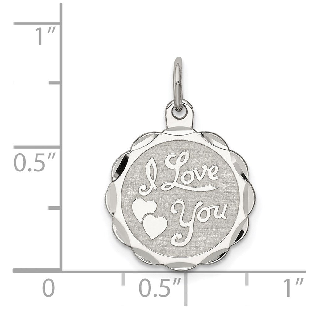 Sterlingsilber Rhodiniert I Liebe You Plättchen Charm