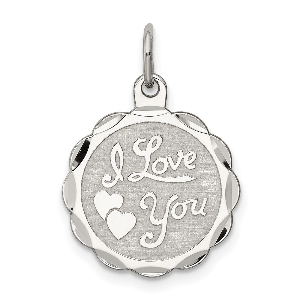 Sterlingsilber Rhodiniert I Liebe You Plättchen Charm