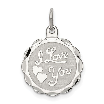 Sterlingsilber Rhodiniert I Liebe You Plättchen Charm
