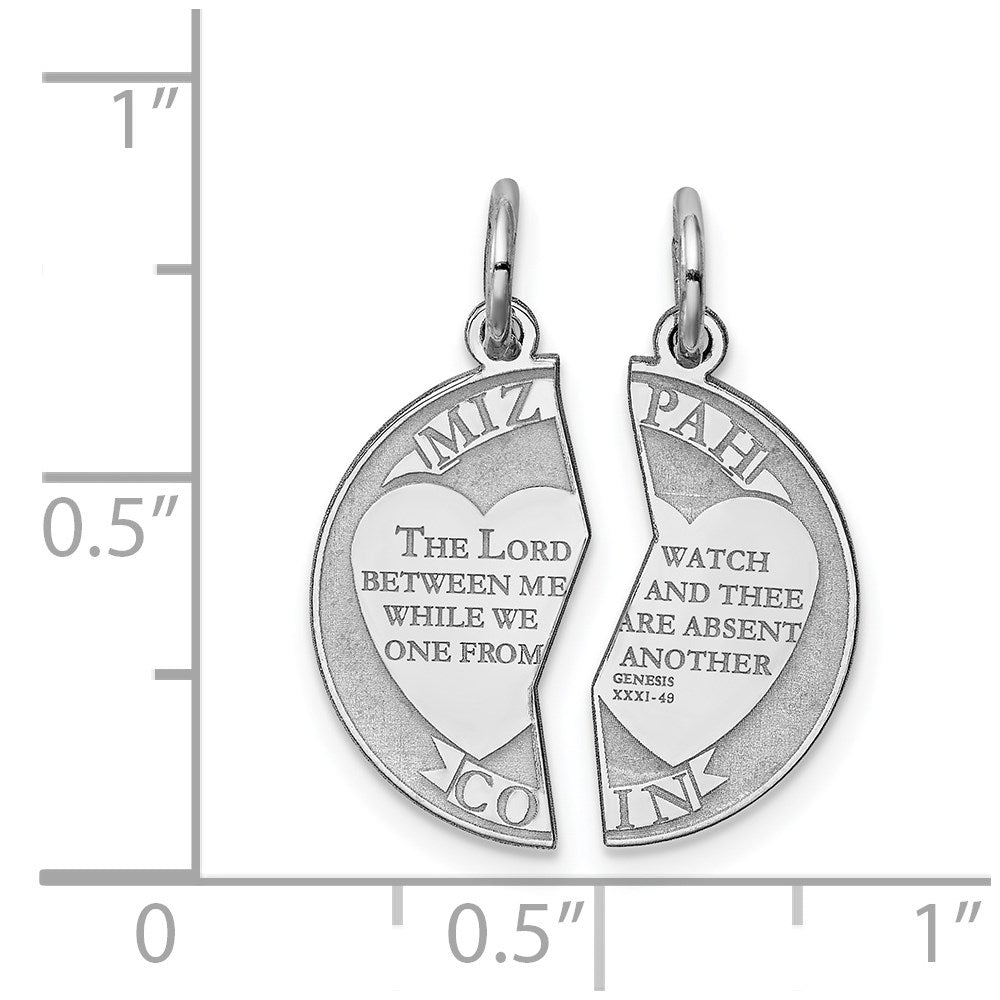 Sterlingsilber Rhodiniert Breakapart Mizpah Charm