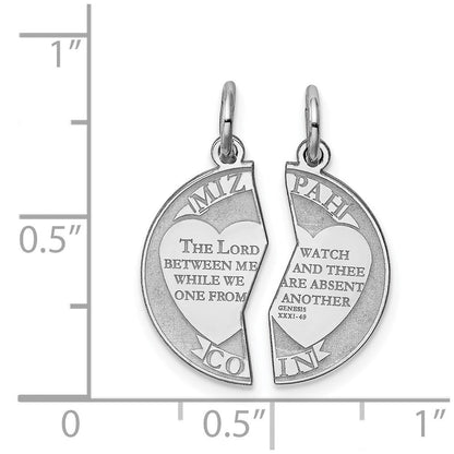 Sterlingsilber Rhodiniert Breakapart Mizpah Charm