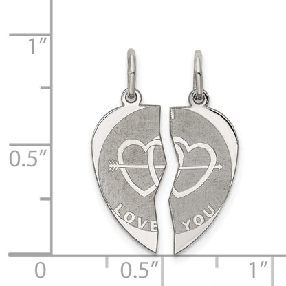 Sterlingsilber Rhodiniert 2-piece Liebe You Plättchen Charm