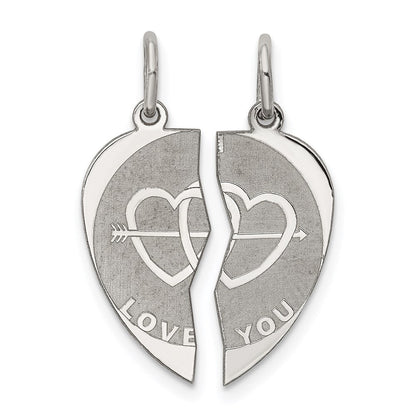 Sterlingsilber Rhodiniert 2-piece Liebe You Plättchen Charm