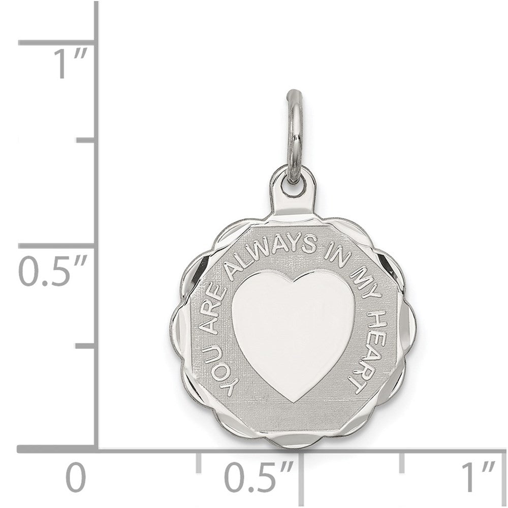 Sterlingsilber Rhodiniert Your Immer in My Herz Plättchen Charm