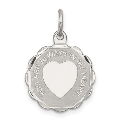 Sterlingsilber Rhodiniert Your Immer in My Herz Plättchen Charm