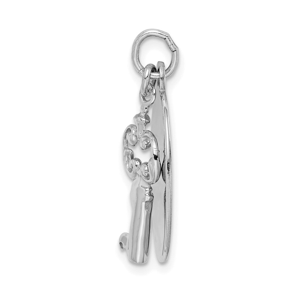 Sterlingsilber Rhodiniert Key Charm