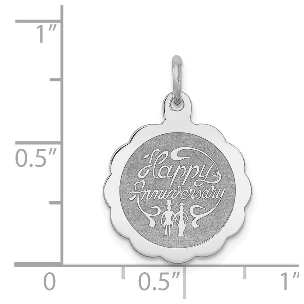 Sterlingsilber Rhodiniert Happy Jahrestag Plättchen Charm