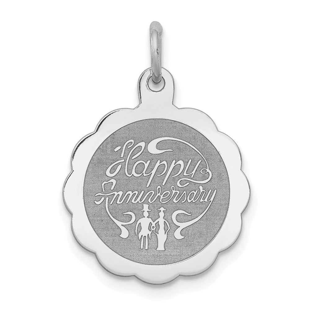 Sterlingsilber Rhodiniert Happy Jahrestag Plättchen Charm