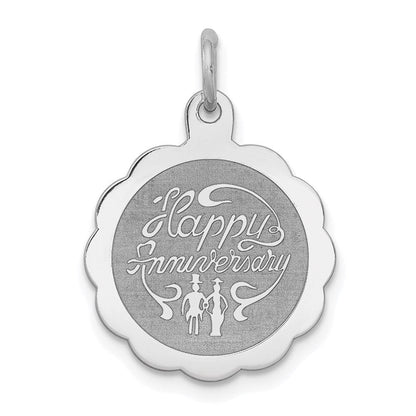 Sterlingsilber Rhodiniert Happy Jahrestag Plättchen Charm