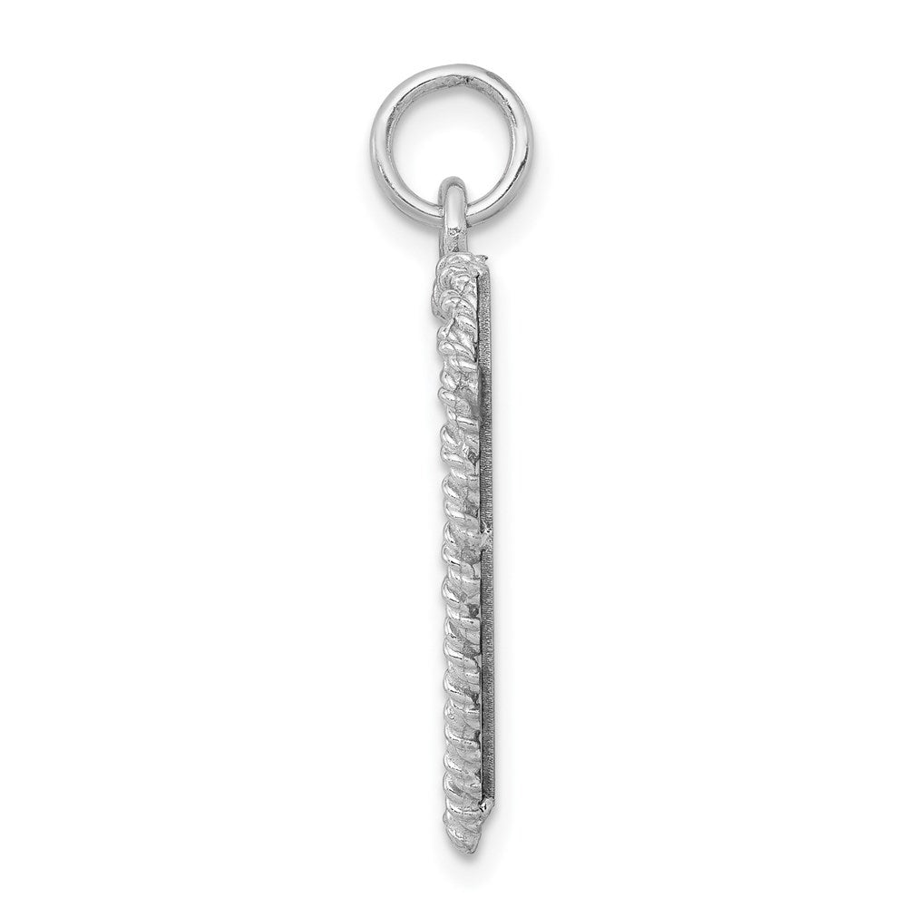 Sterlingsilber Ss Rhodiniert-plt Happy Jahrestag Poliert Vorderseite/satin Rückseite Plättchen Charm