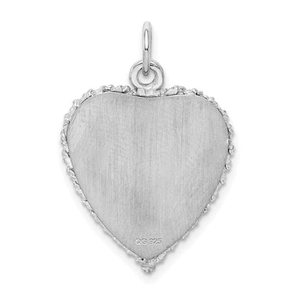 Sterlingsilber Ss Rhodiniert-plt Happy Jahrestag Poliert Vorderseite/satin Rückseite Plättchen Charm