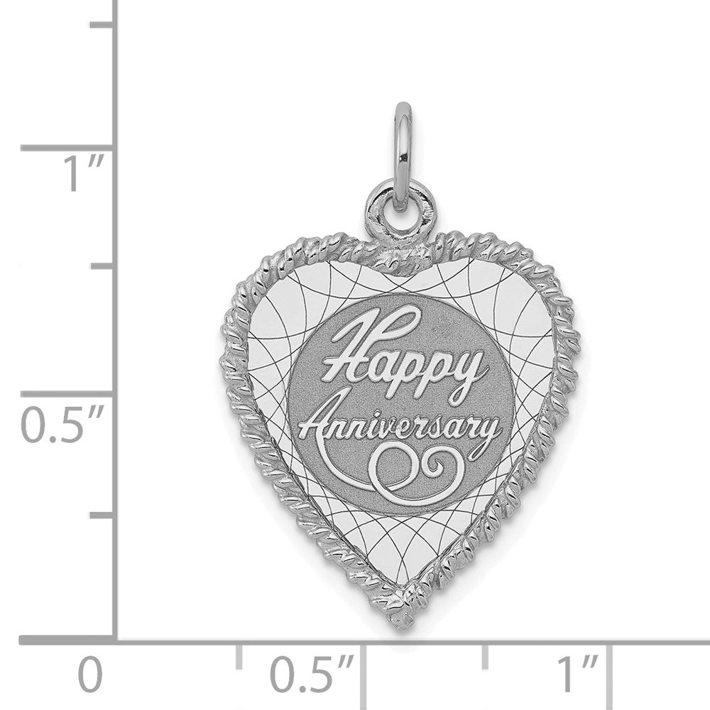 Sterlingsilber Ss Rhodiniert-plt Happy Jahrestag Poliert Vorderseite/satin Rückseite Plättchen Charm