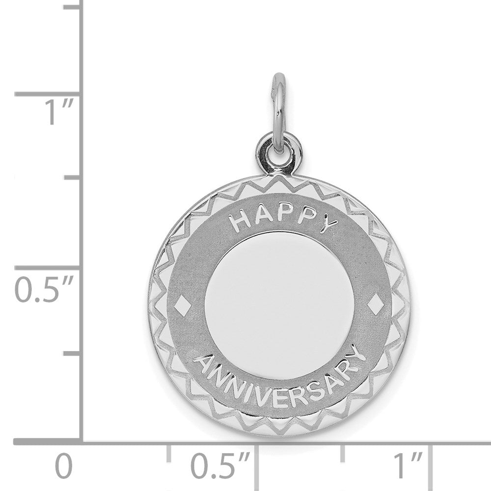 Sterlingsilber Rhodiniert Happy Jahrestag Plättchen Charm