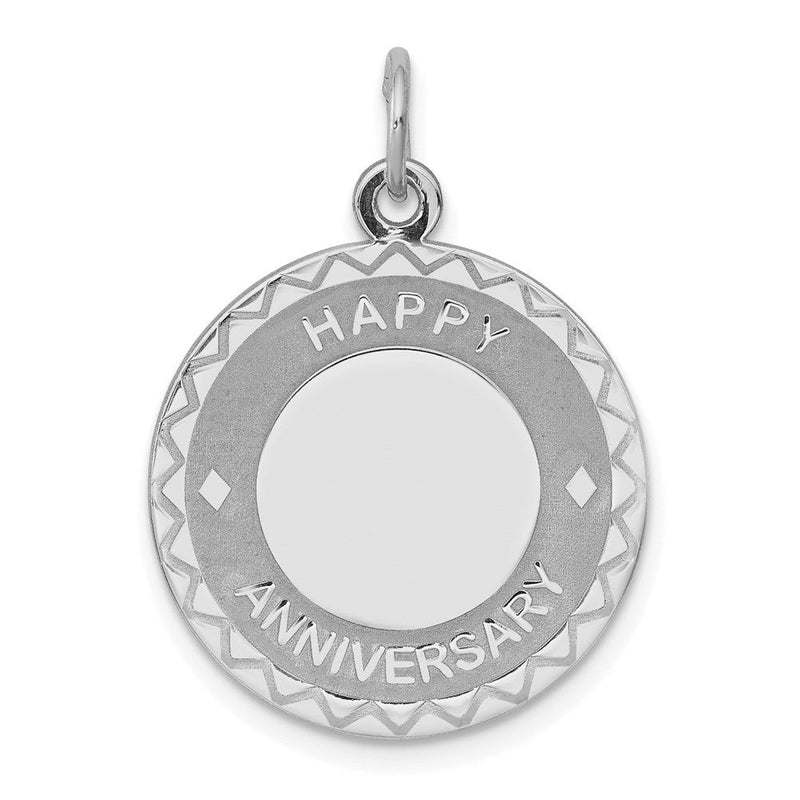 Sterlingsilber Rhodiniert Happy Jahrestag Plättchen Charm