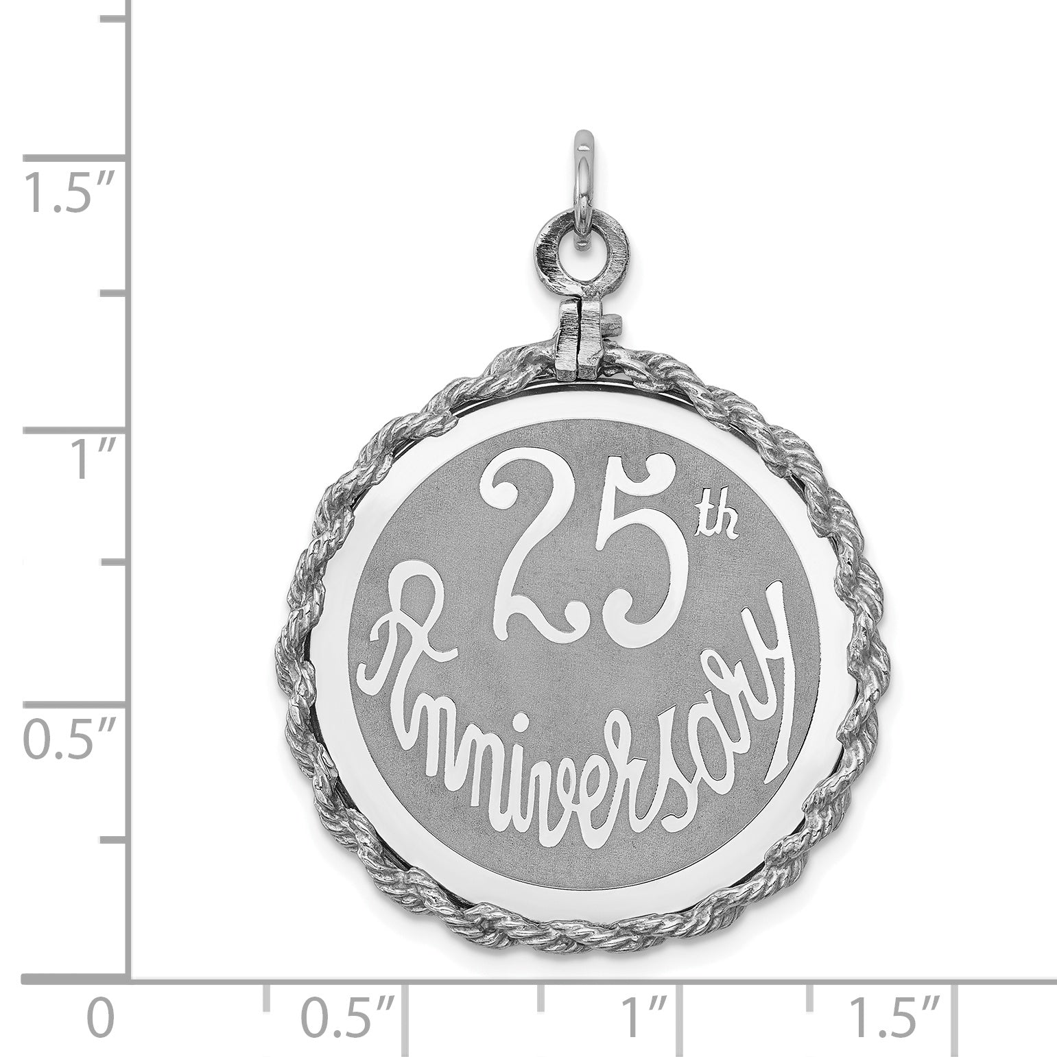 Sterlingsilber Rhodiniert 25th Jahrestag Plättchen Charm