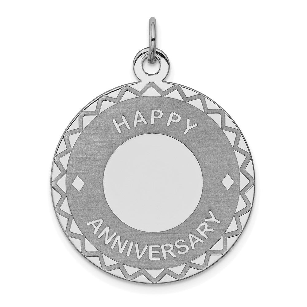 Sterlingsilber Rhodiniert Happy Jahrestag Plättchen Charm