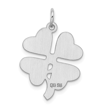 Sterlingsilber Rhodiniert 4-leaf Klee Poliert Plättchen Charm